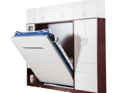 Wardrobe, bed, wall cabinet, beds, wall unit, bedroom, guest room, furniture, shelf